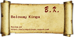 Belovay Kinga névjegykártya